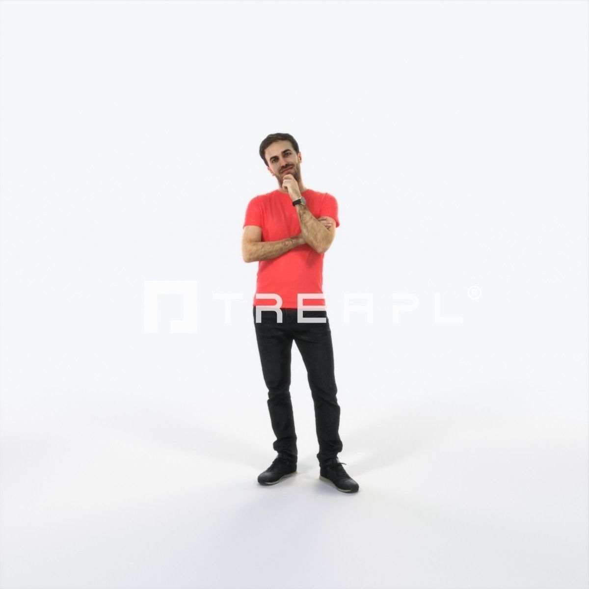Flow 04I Listening Casual Man Low-poly 3D model_1