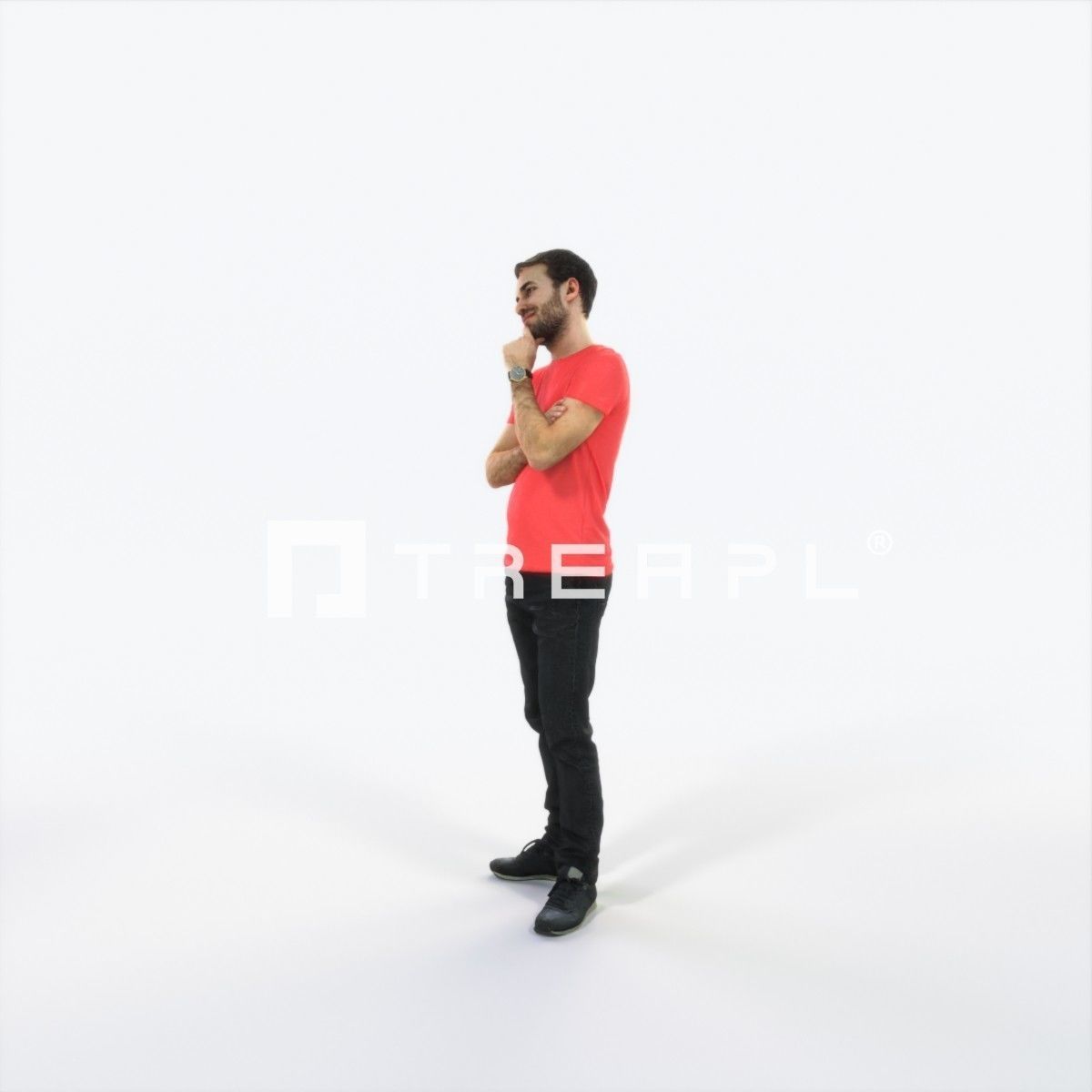 Flow 04I Listening Casual Man Low-poly 3D model_6