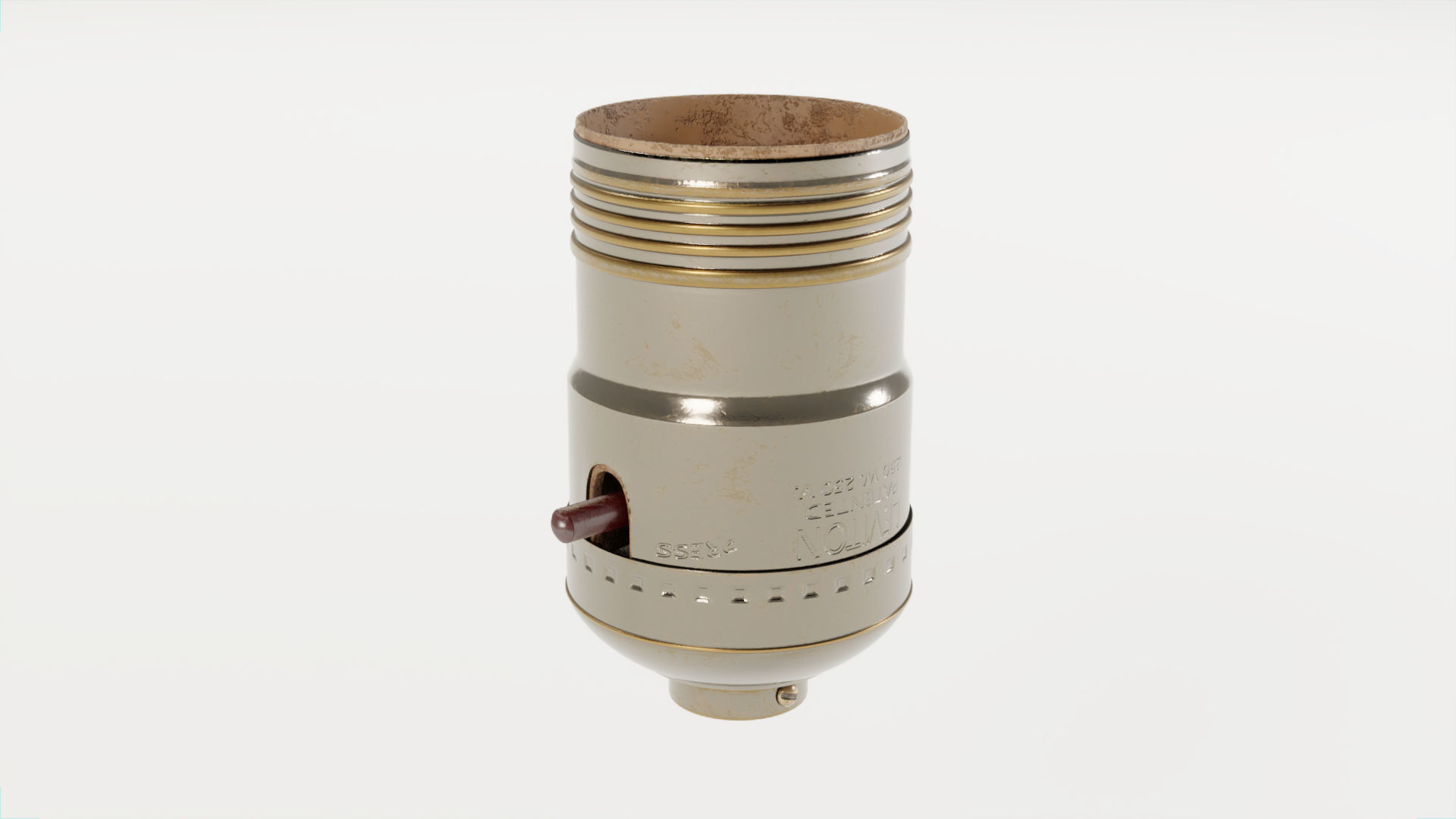 Vintage Nickeled Brass light bulb socket 3D model_5