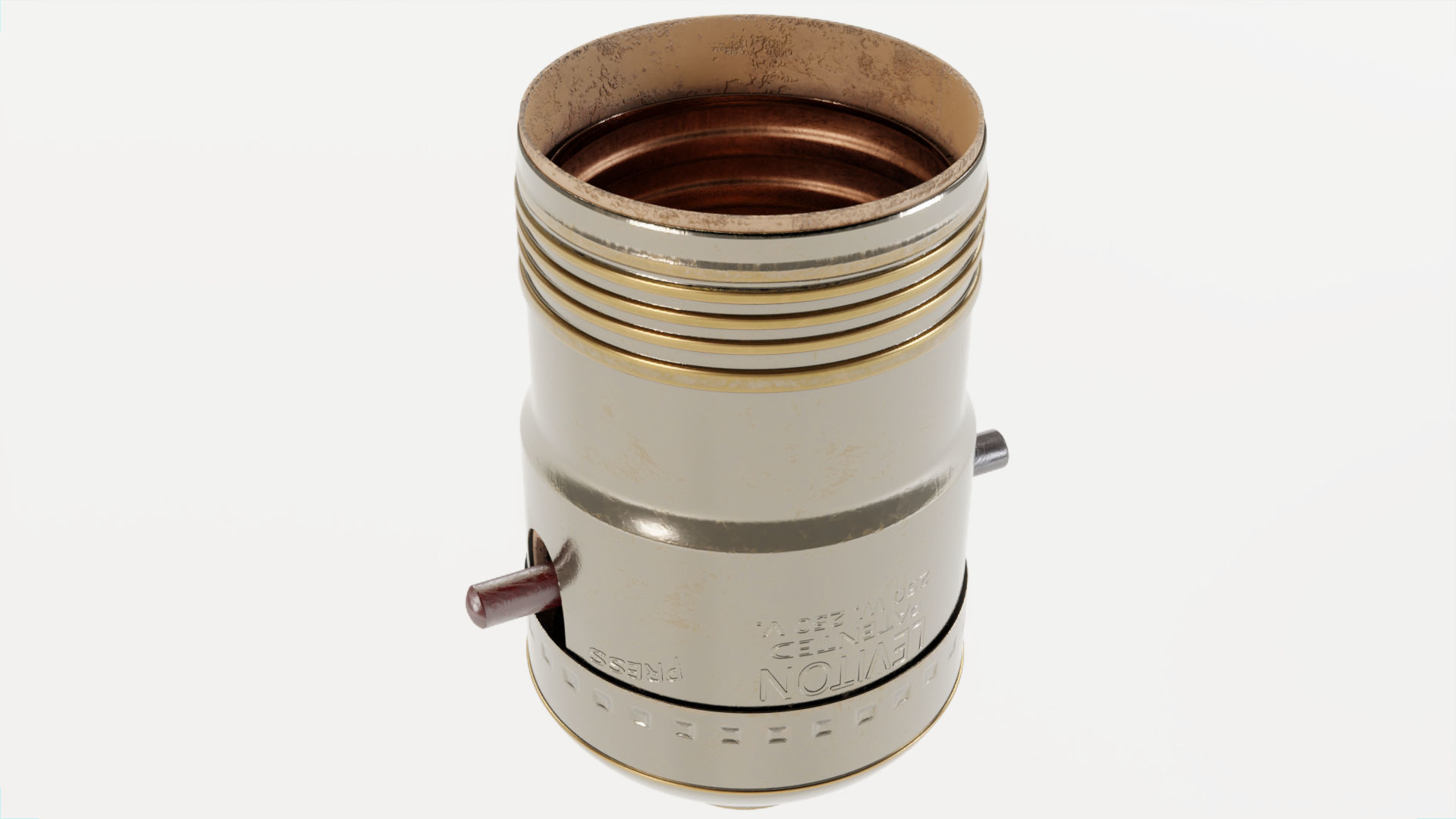 Vintage Nickeled Brass light bulb socket 3D model_4