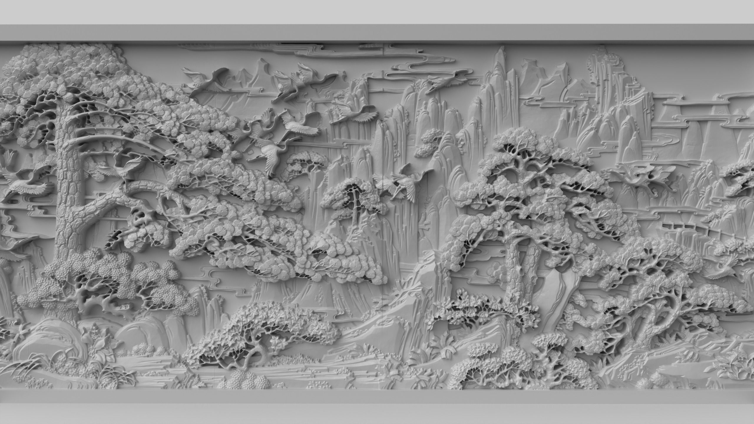 CNC Sculpted Traditional Asian Relief vol 8 3D print model_3