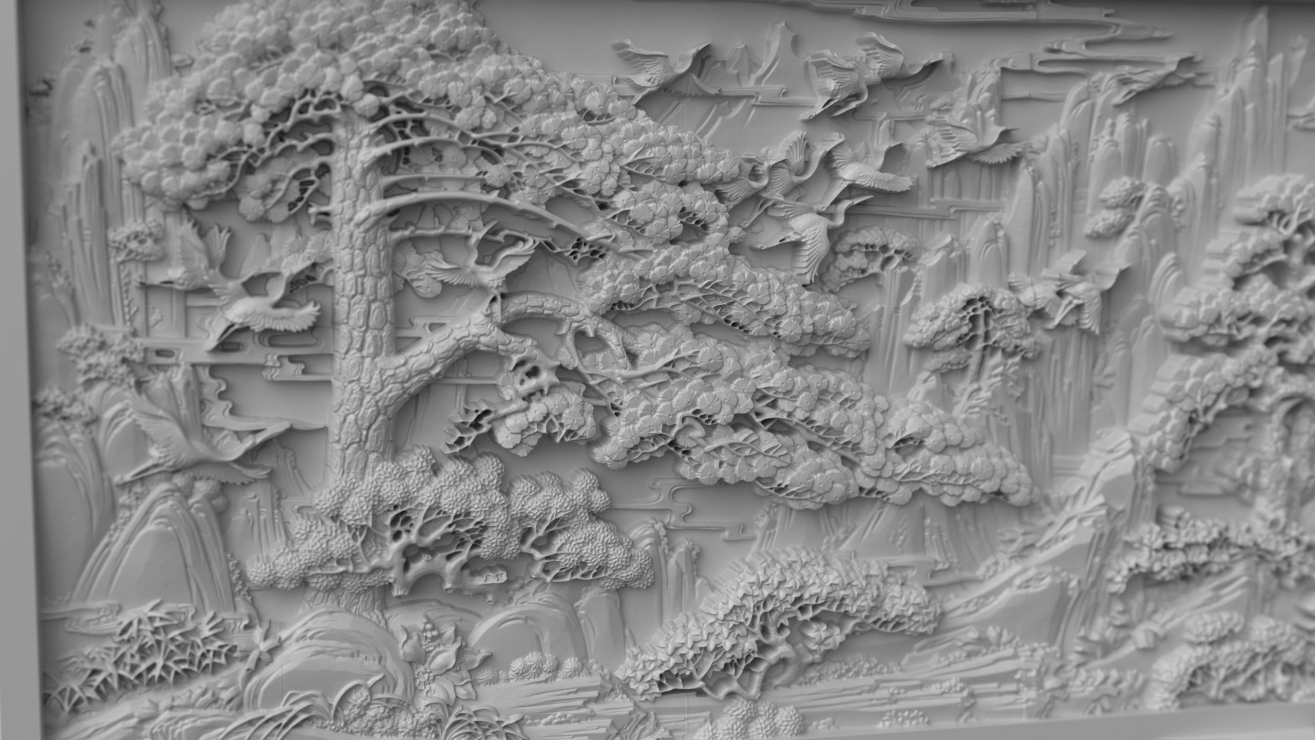 CNC Sculpted Traditional Asian Relief vol 8 3D print model_1