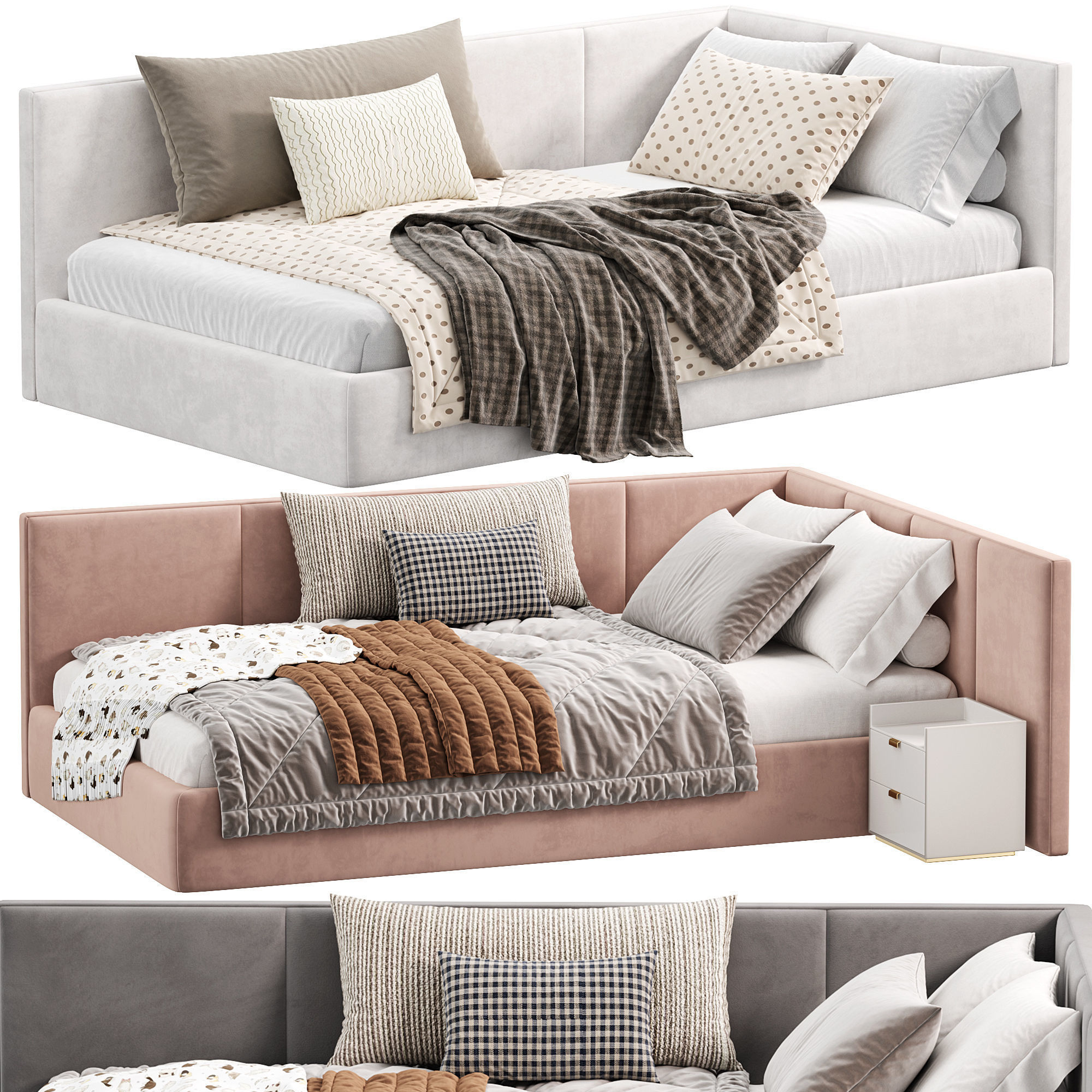 Parfe cushioned Corner bed 3D model_5