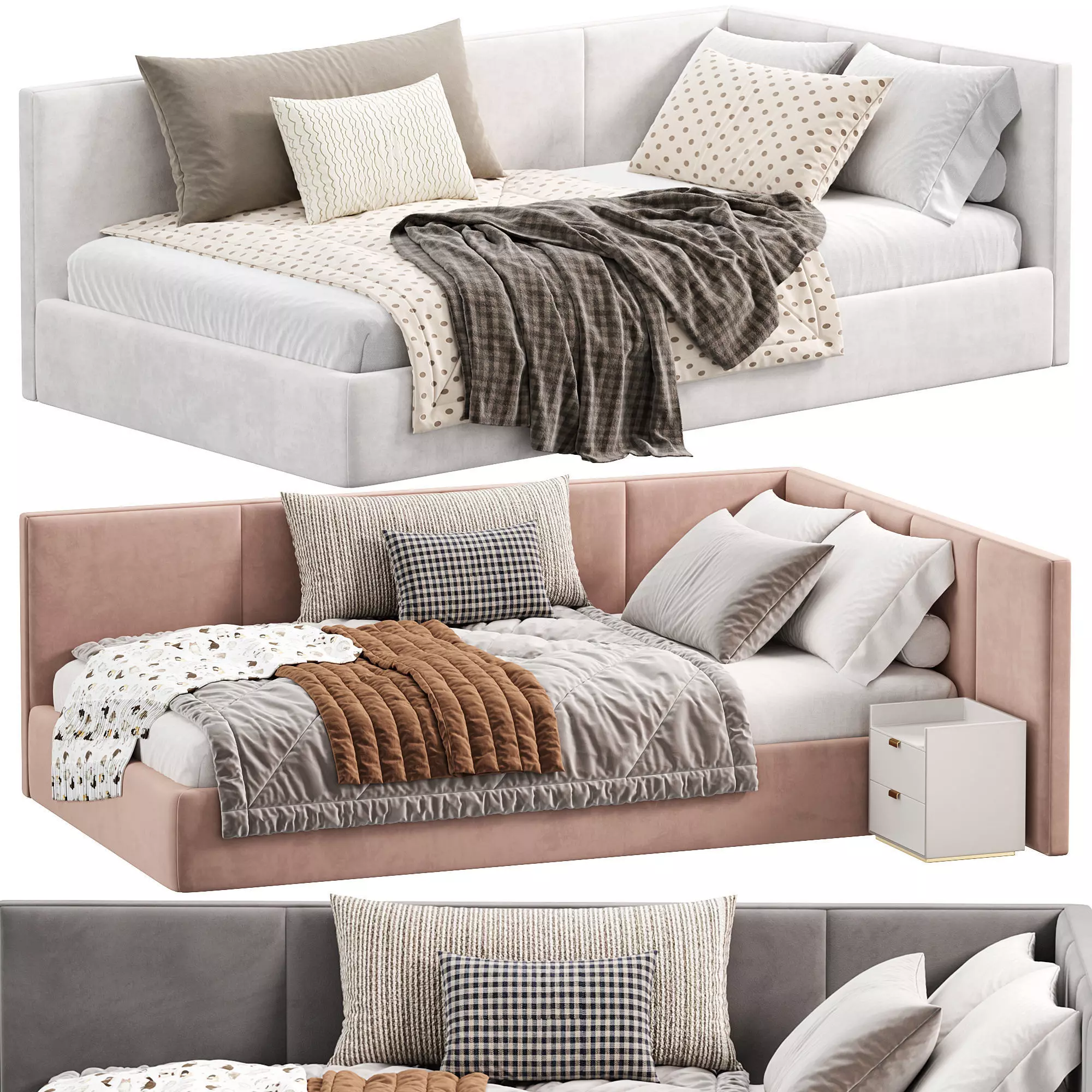 Parfe cushioned Corner bed 3D model_0