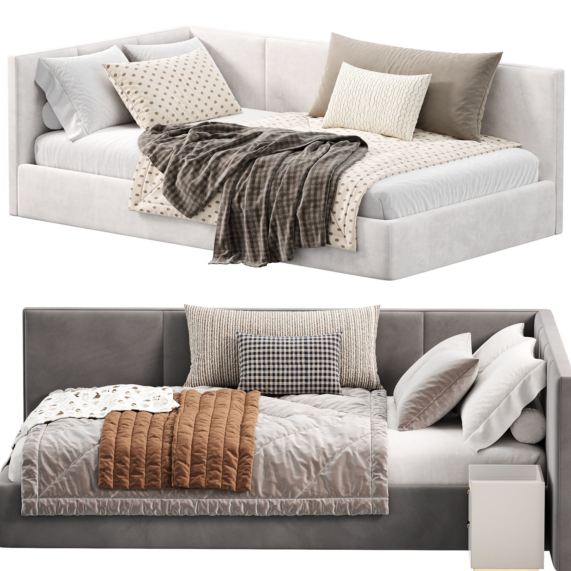 Parfe cushioned Corner bed 3D model_3