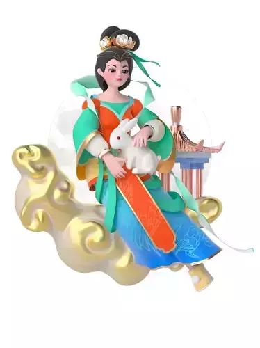 C4D model Chang e Mid Autumn Festival scene