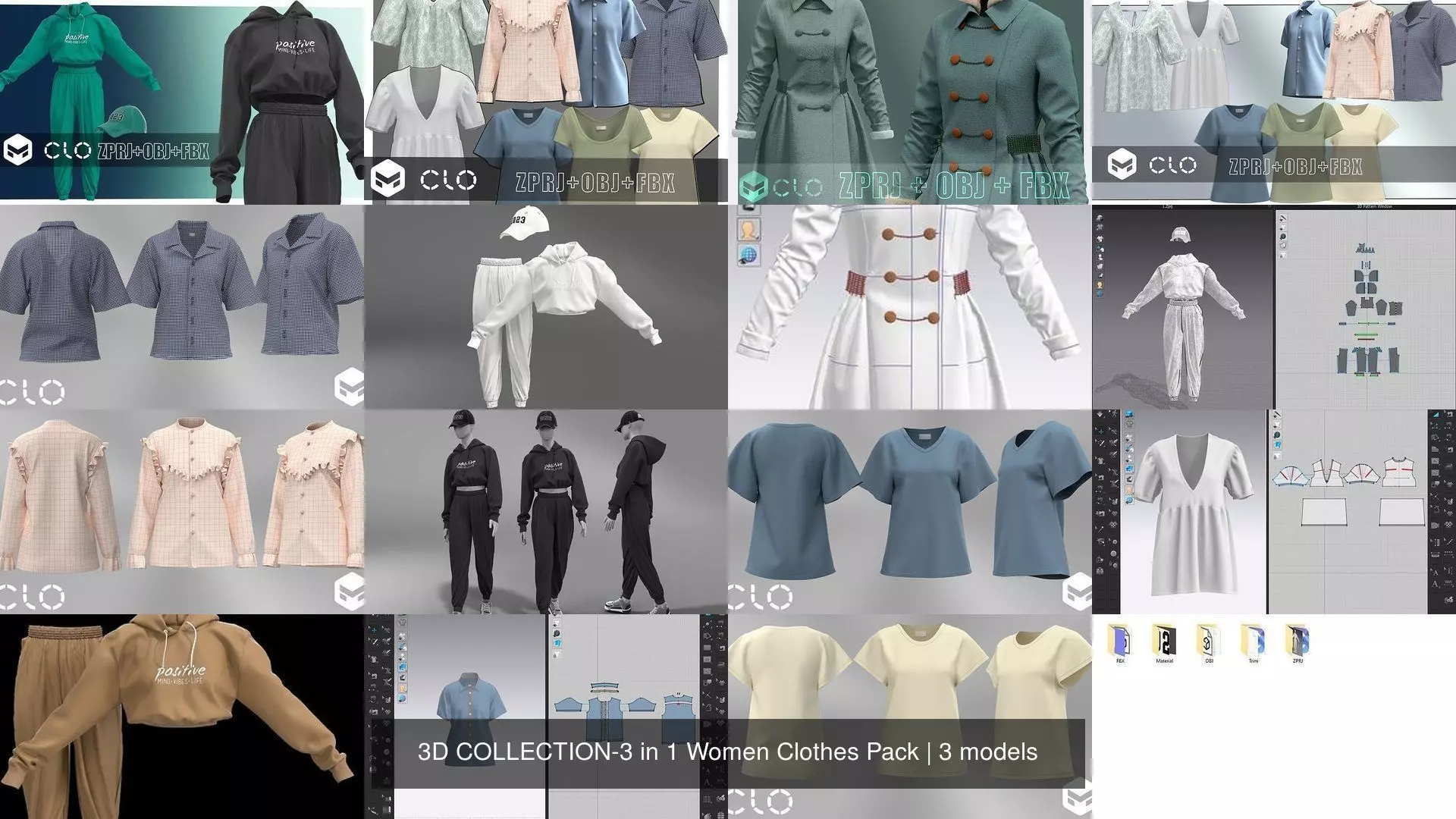 3D COLLECTION-3 in 1 Women Clothes Pack _2