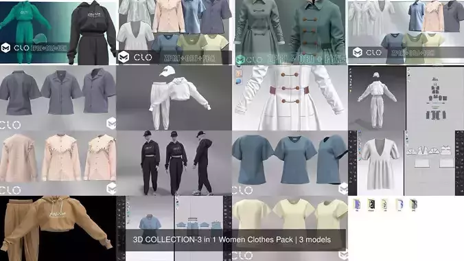 3D COLLECTION-3 in 1 Women Clothes Pack