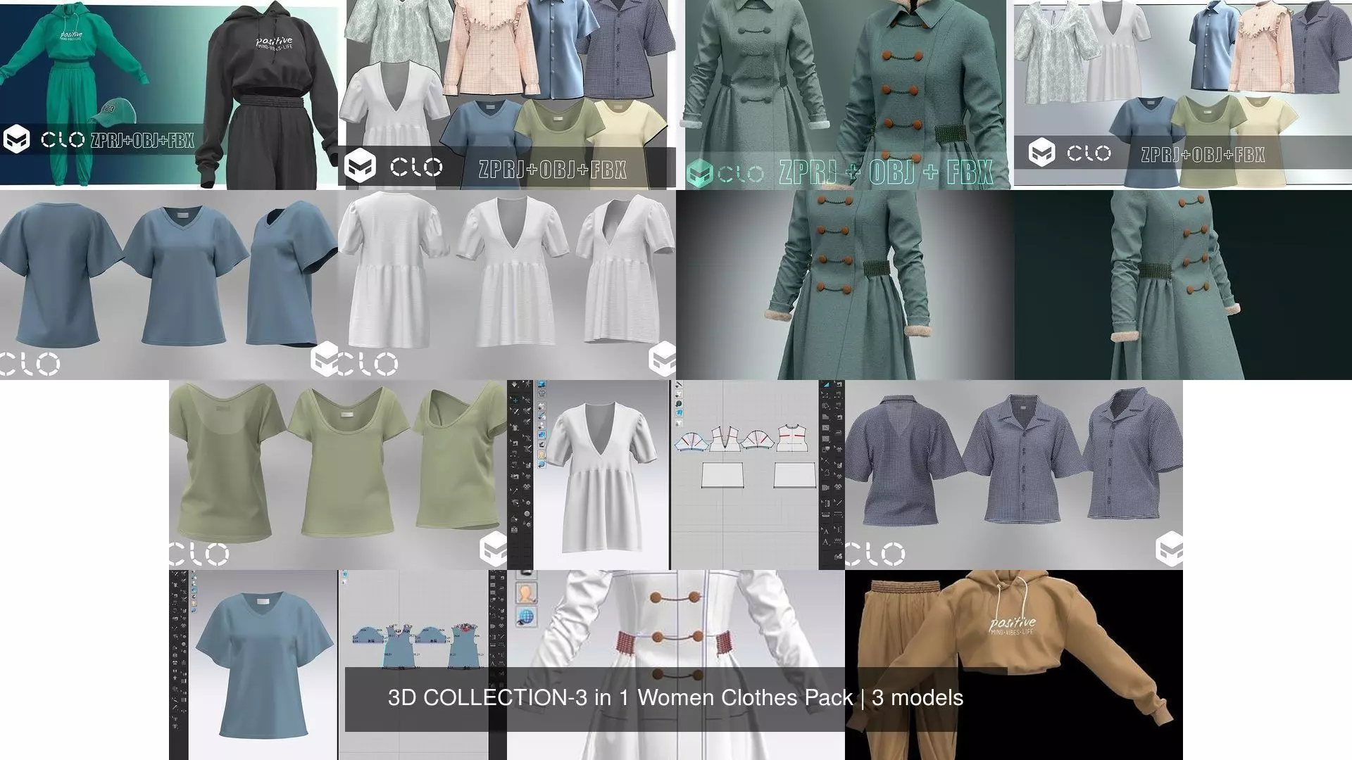 3D COLLECTION-3 in 1 Women Clothes Pack _0