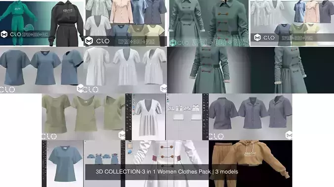 3D COLLECTION-3 in 1 Women Clothes Pack 