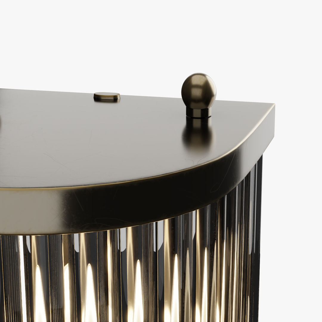 Art Deco style nickeled brass and glass wall sconce 3D model_10