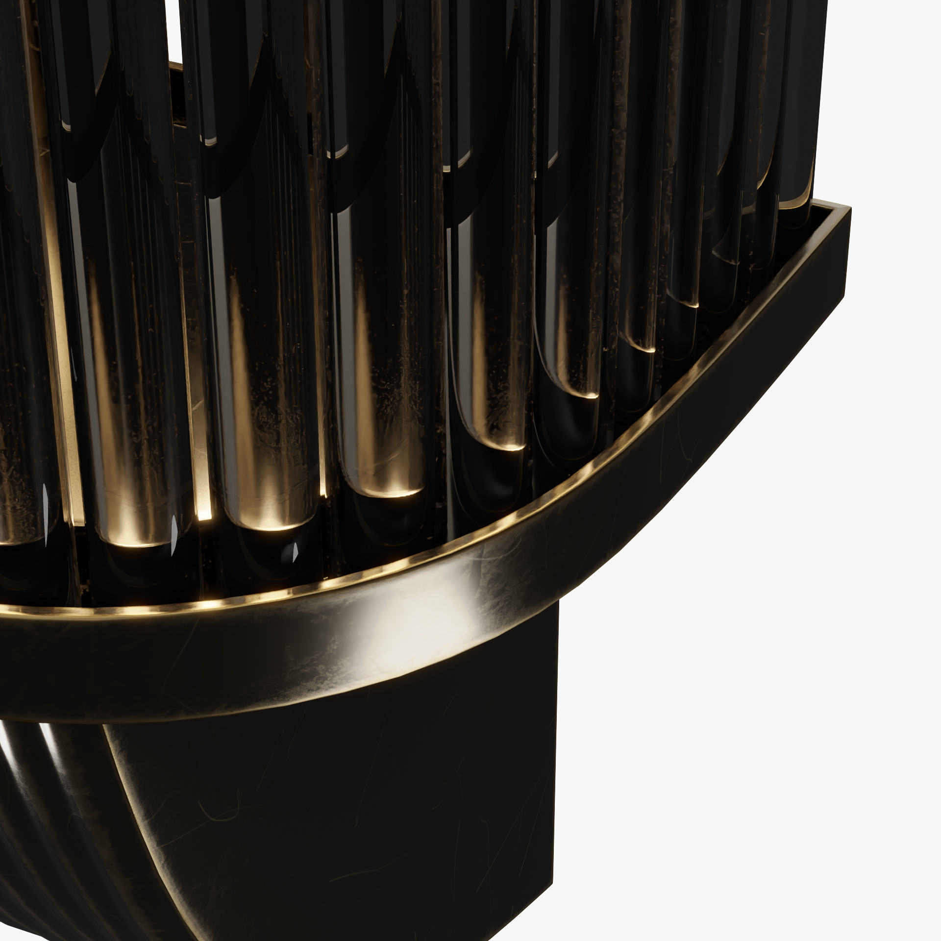 Art Deco style nickeled brass and glass wall sconce 3D model_9