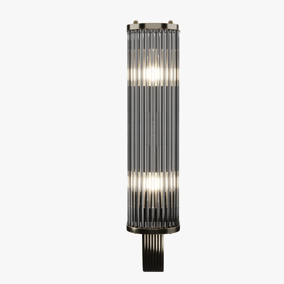 Art Deco style nickeled brass and glass wall sconce 3D model_2