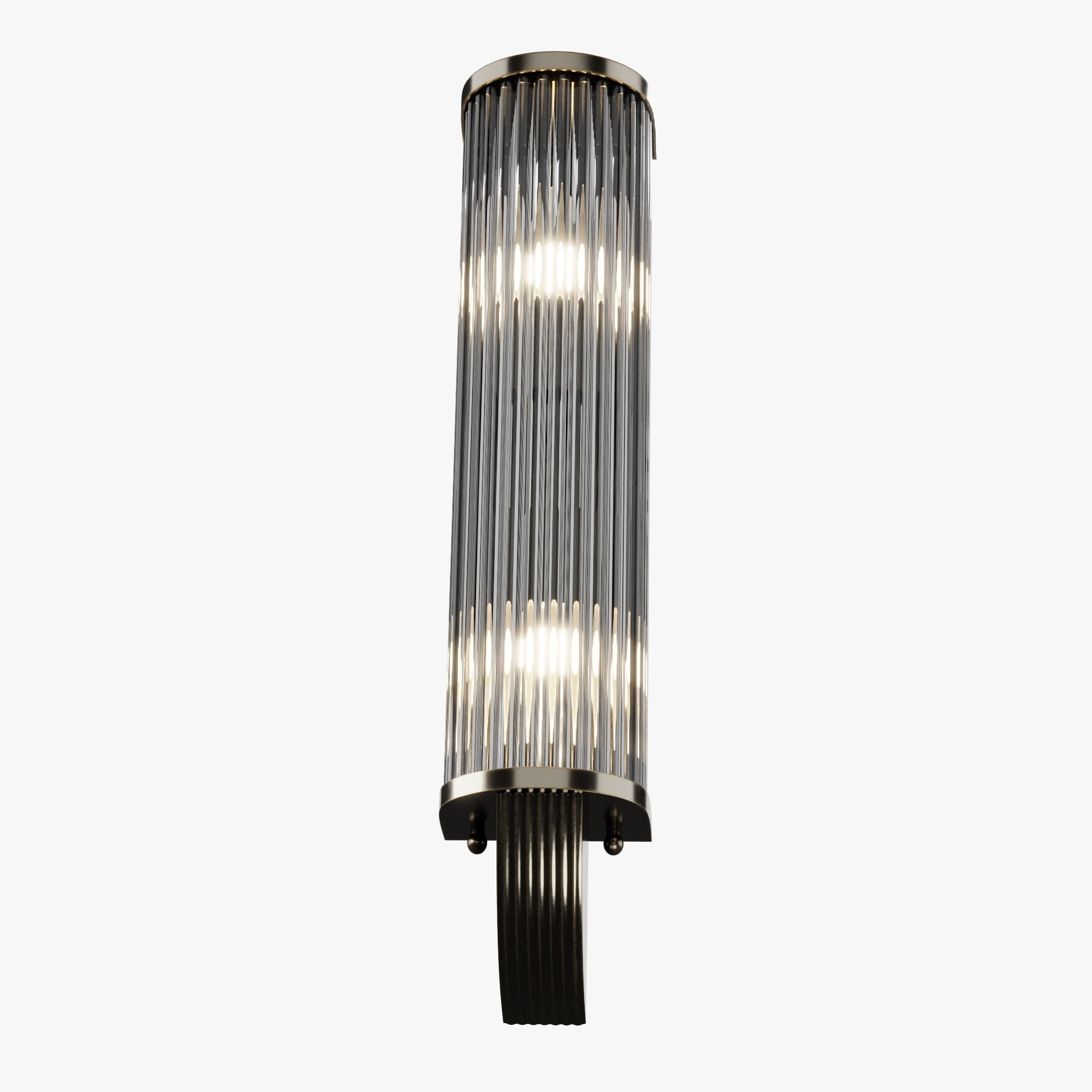 Art Deco style nickeled brass and glass wall sconce 3D model_8