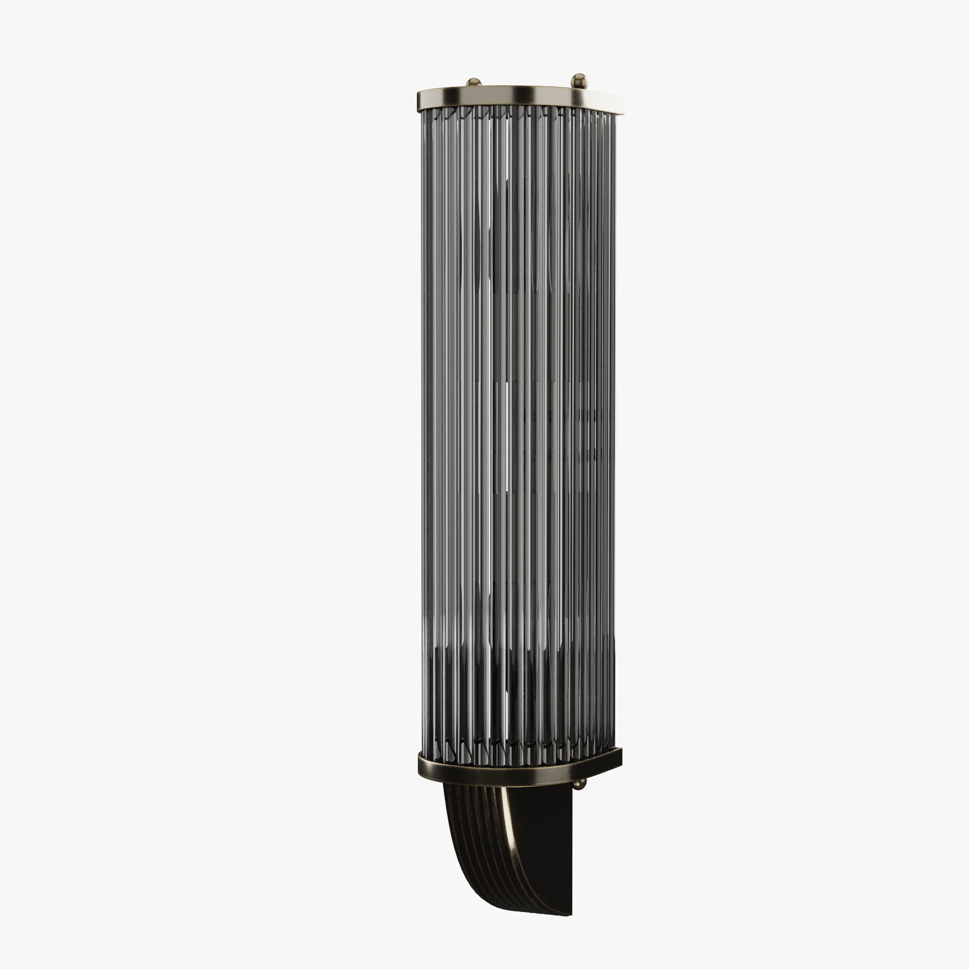 Art Deco style nickeled brass and glass wall sconce 3D model_3