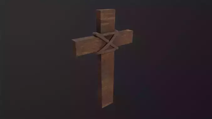Wood Cross 3D Model Low-poly 3D model