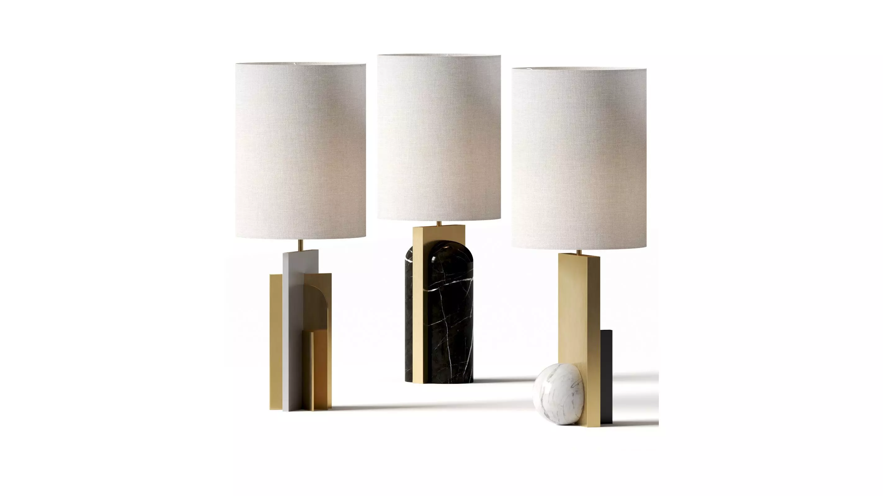 Square in Circle - TRIADIC TABLE LAMP SET 3D model_0