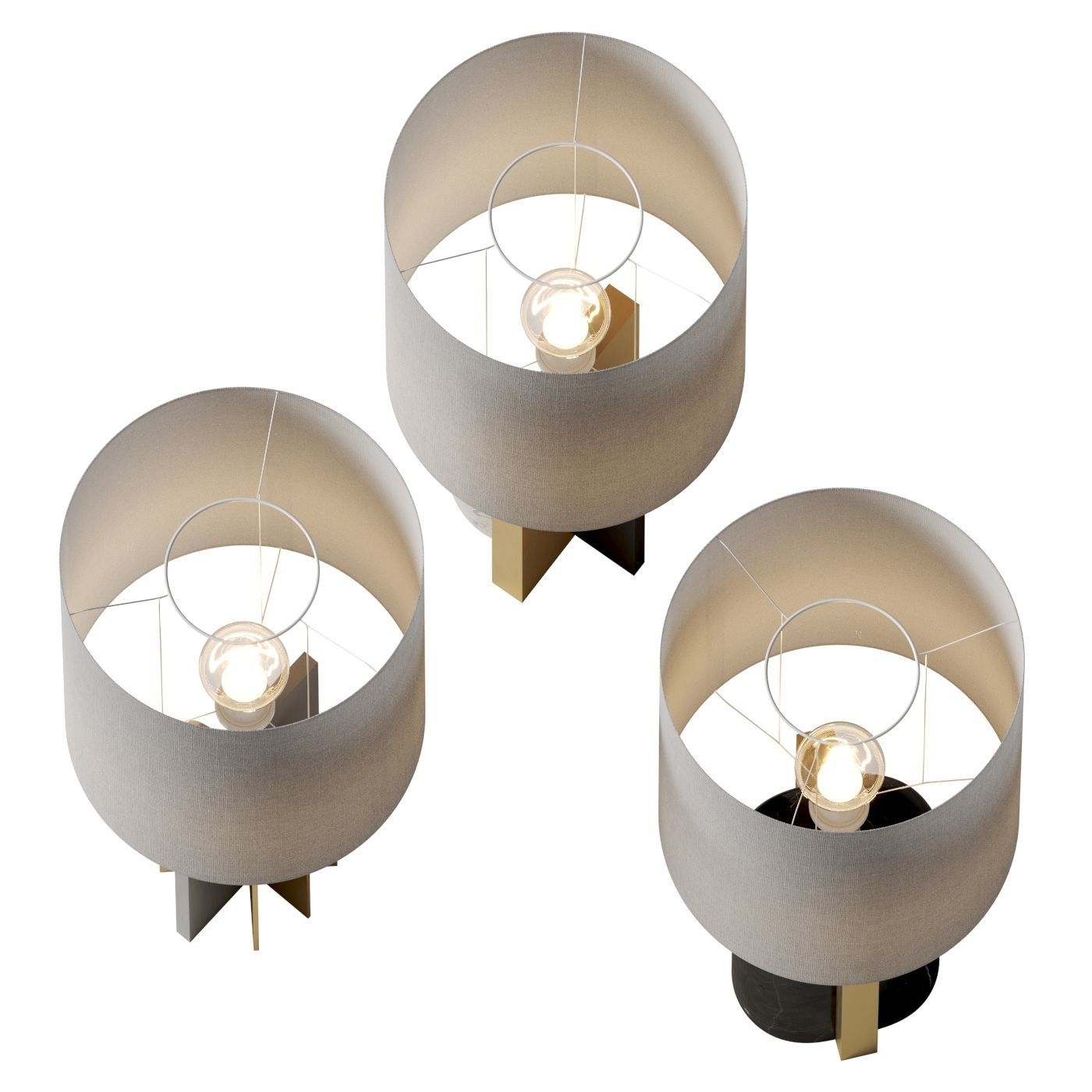 Square in Circle - TRIADIC TABLE LAMP SET 3D model_1