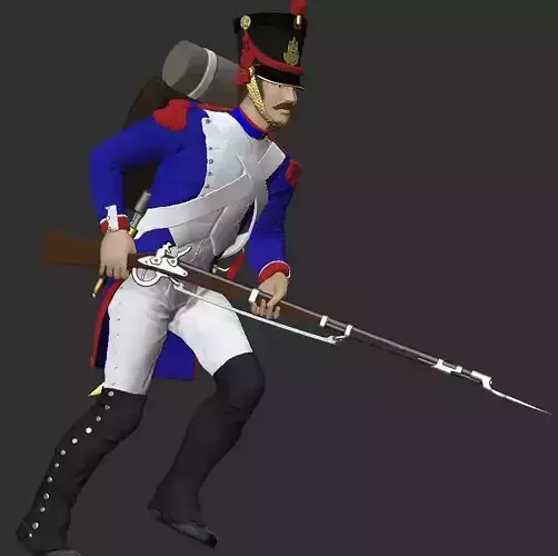 Attacking Napoleonic Infantry soldier 3D print model