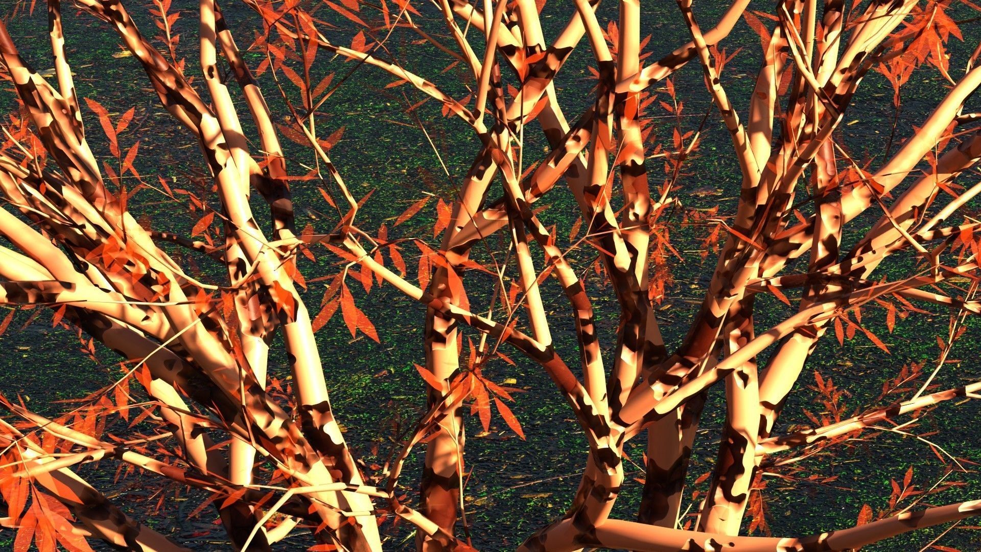 Tree with leafs Animated Low-poly 3D model_5