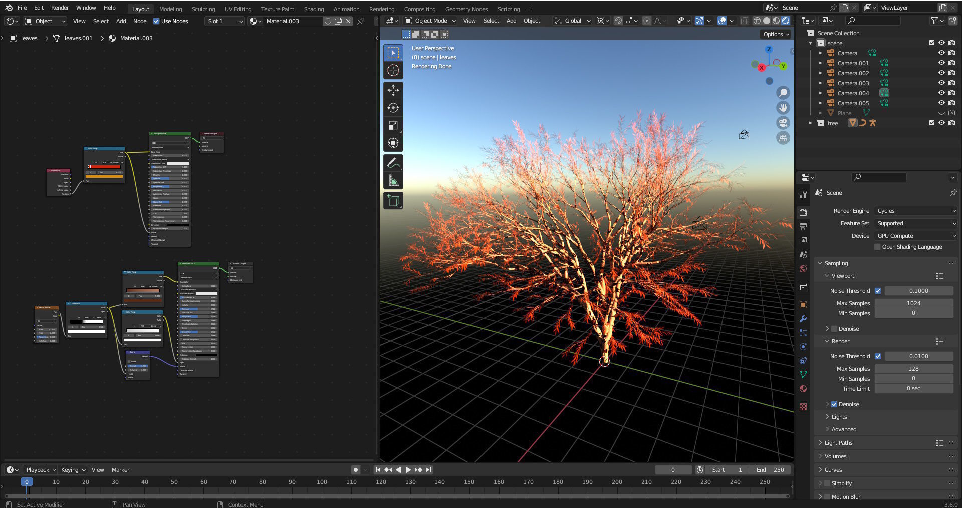 Tree with leafs Animated Low-poly 3D model_7