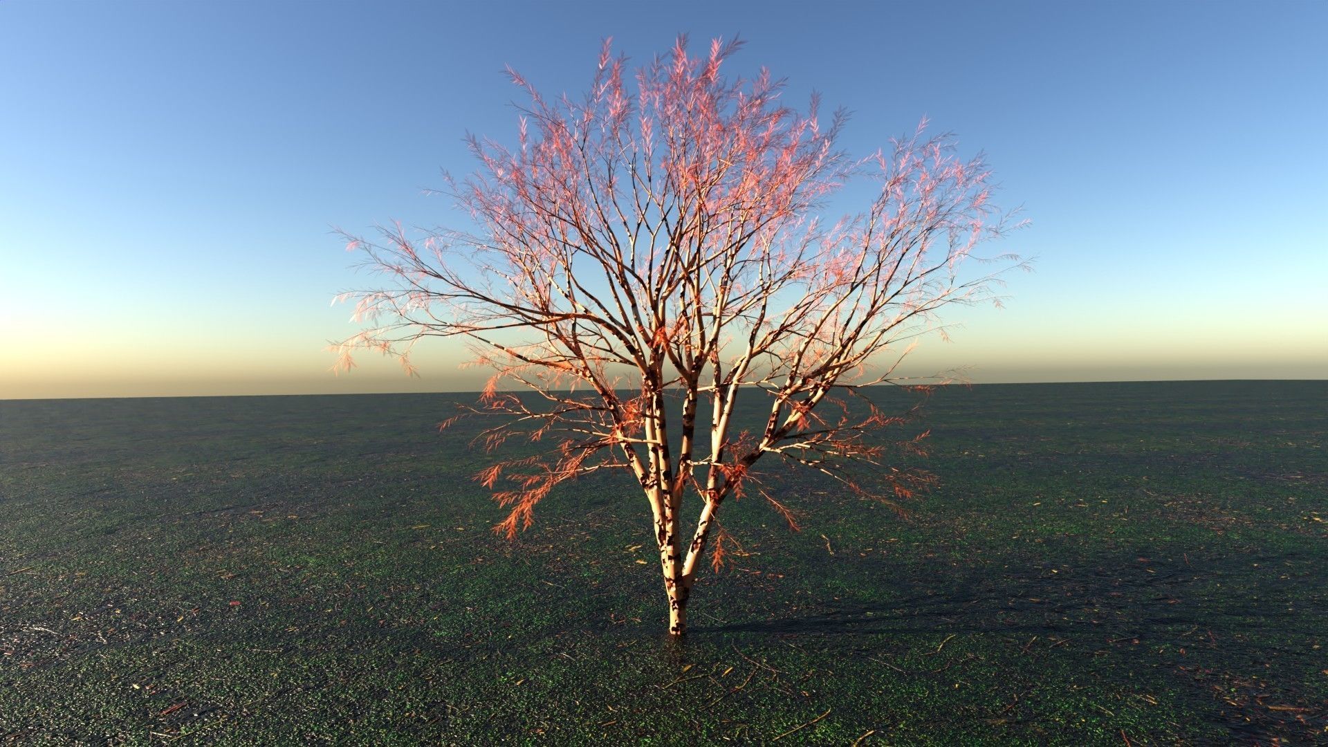 Tree with leafs Animated Low-poly 3D model_2