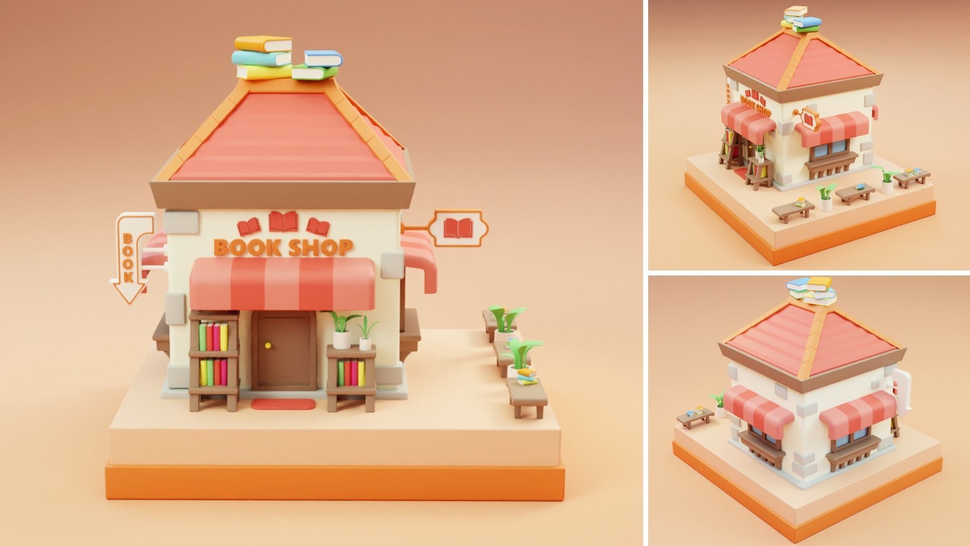 Cartoon Stores Eateries Islands Exteriors Low-poly 3D model_9