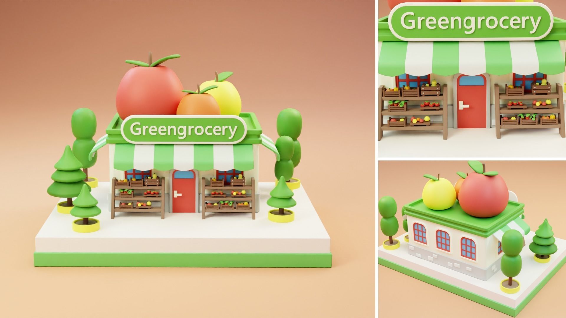 Cartoon Stores Eateries Islands Exteriors Low-poly 3D model_12