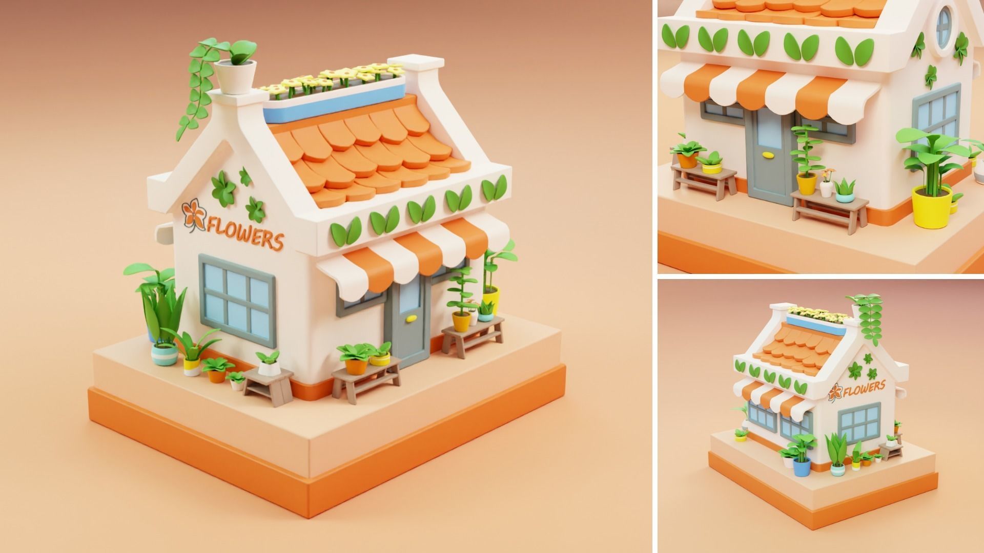 Cartoon Stores Eateries Islands Exteriors Low-poly 3D model_8