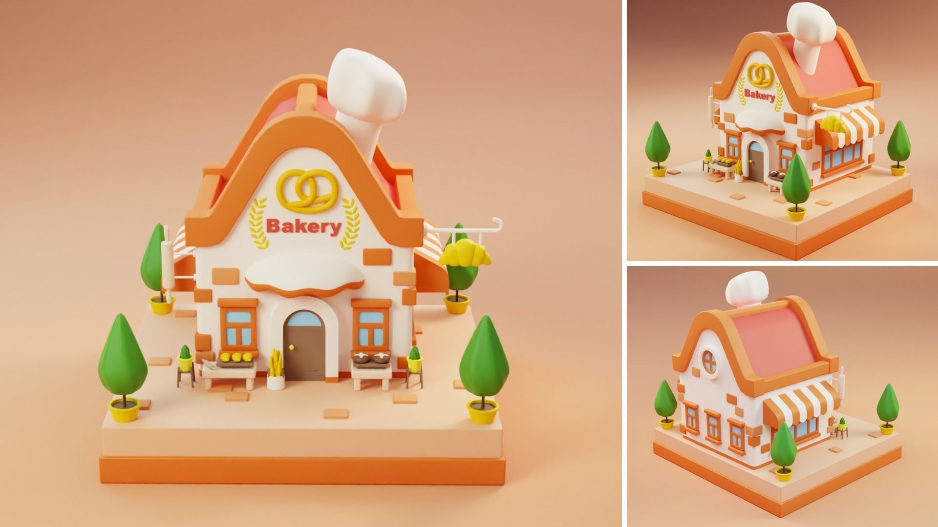 Cartoon Stores Eateries Islands Exteriors Low-poly 3D model_5