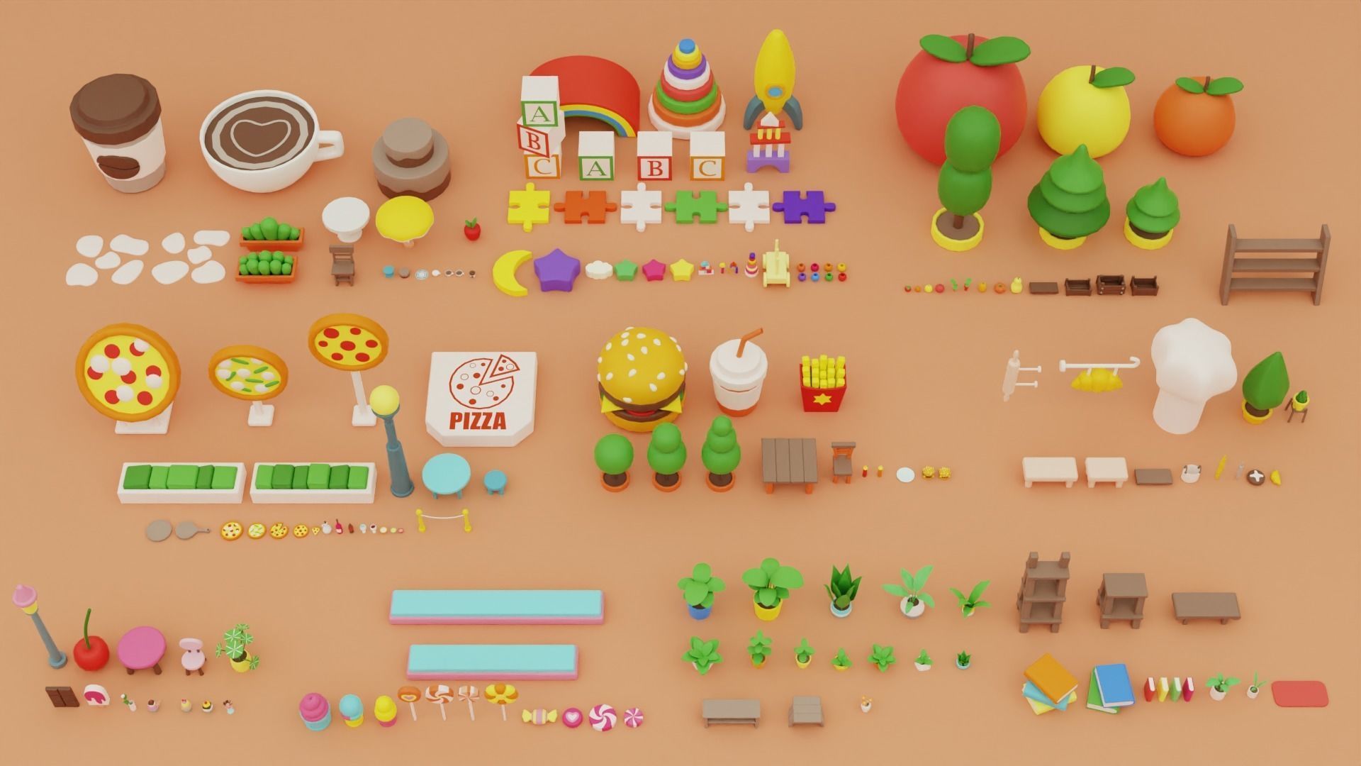 Cartoon Stores Eateries Islands Exteriors Low-poly 3D model_15