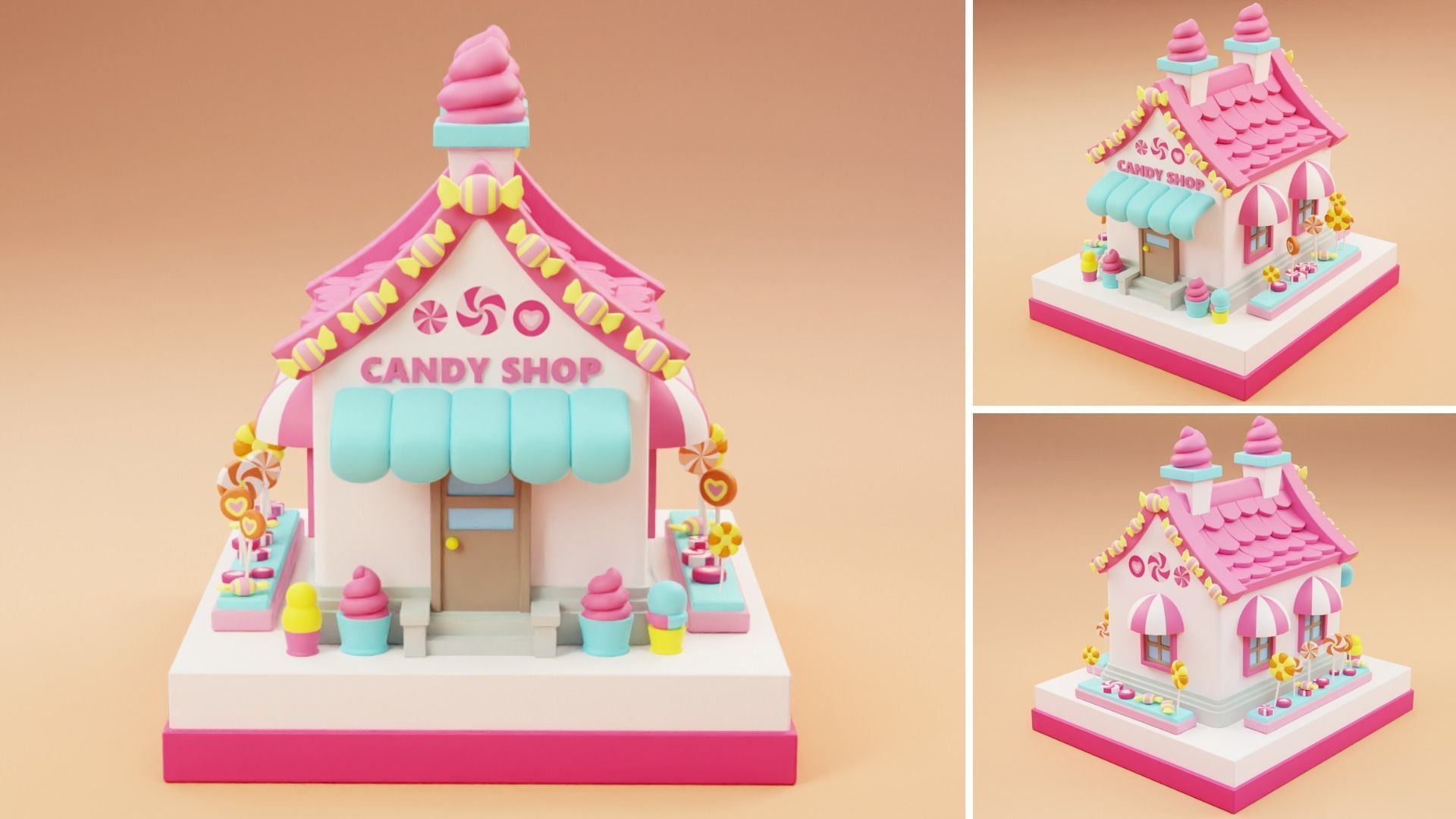 Cartoon Stores Eateries Islands Exteriors Low-poly 3D model_10