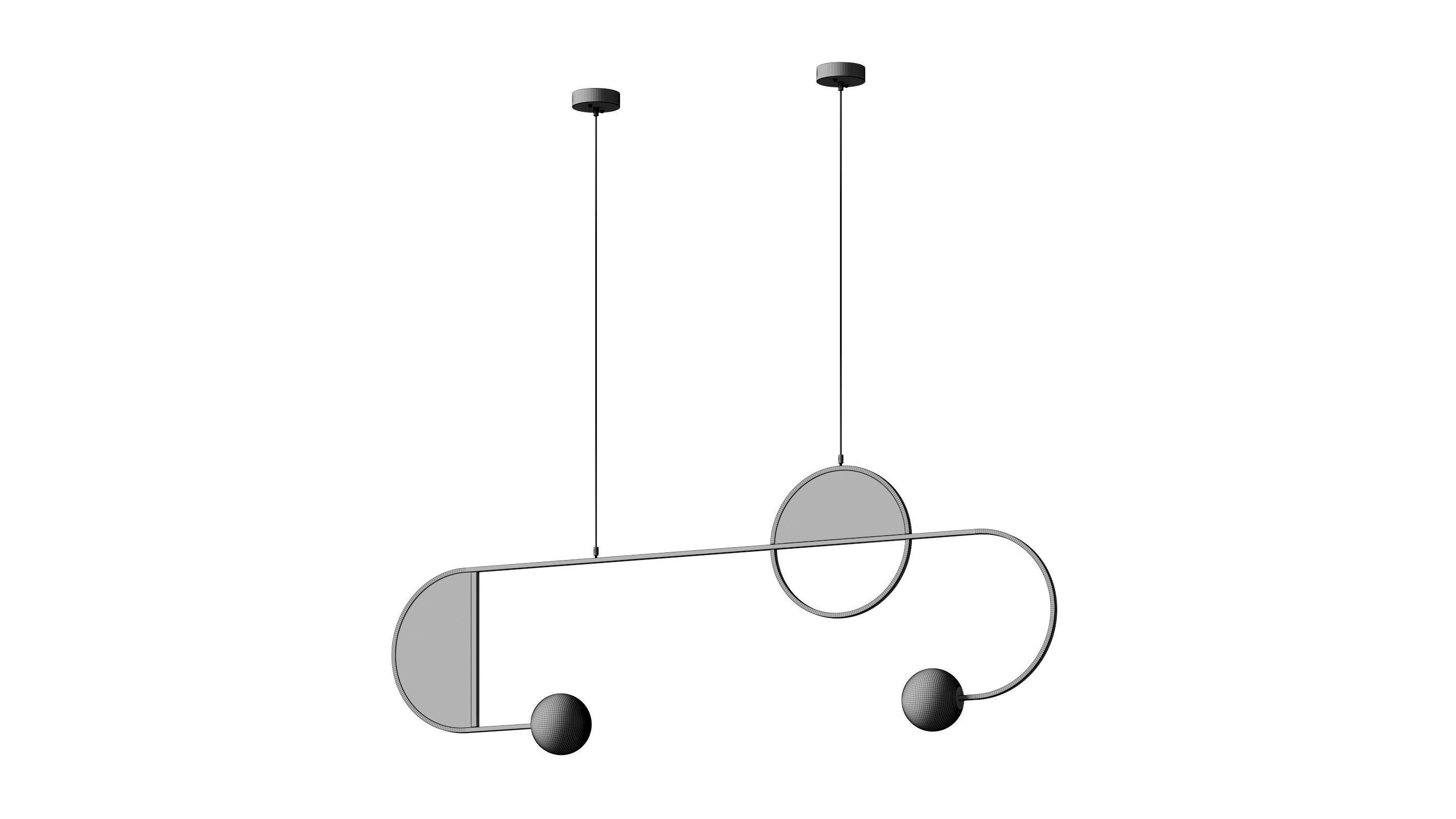 Square in Circle - CUTTING EDGE PENDANT LIGHT 3D model_2