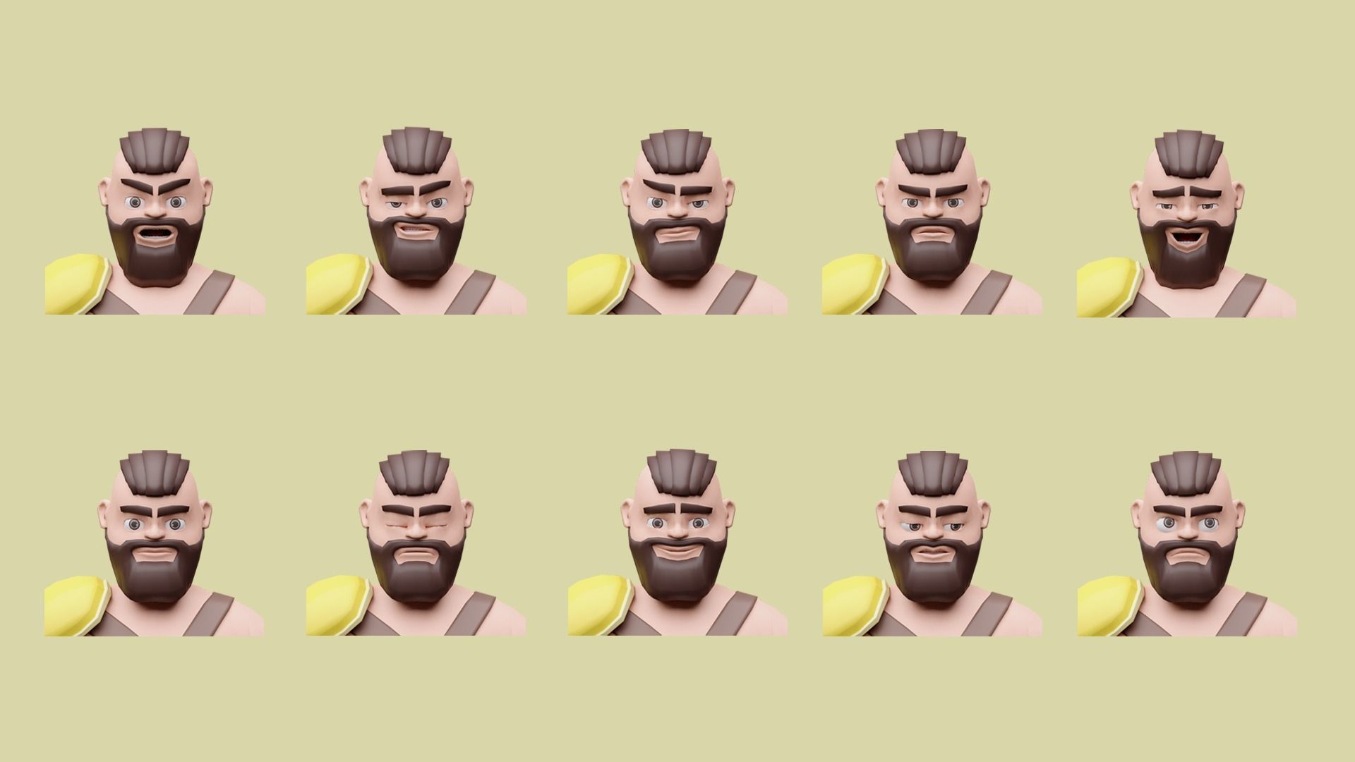 Cartoon characters gladiators  Low-poly 3D model_5