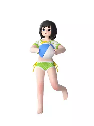 C4D model summer swimming vacation characters