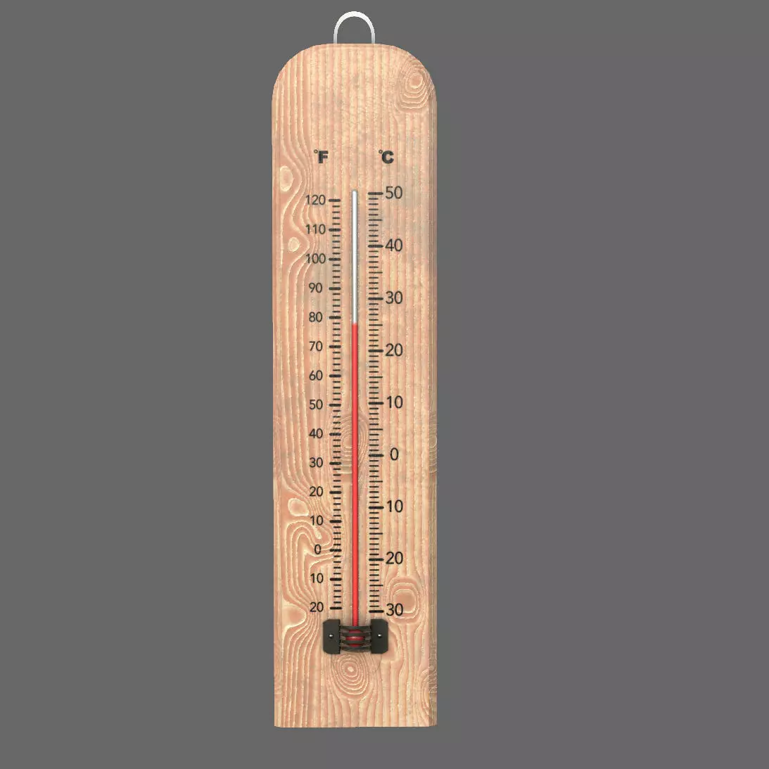 Taditional wooden thermometer Low-poly 3D model_0