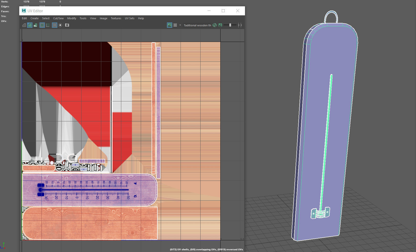Taditional wooden thermometer Low-poly 3D model_9