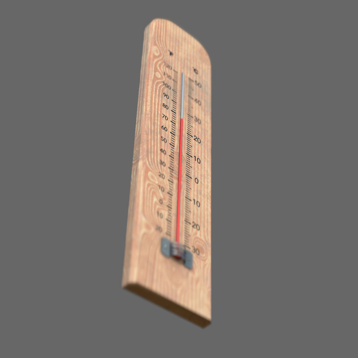 Taditional wooden thermometer Low-poly 3D model_2