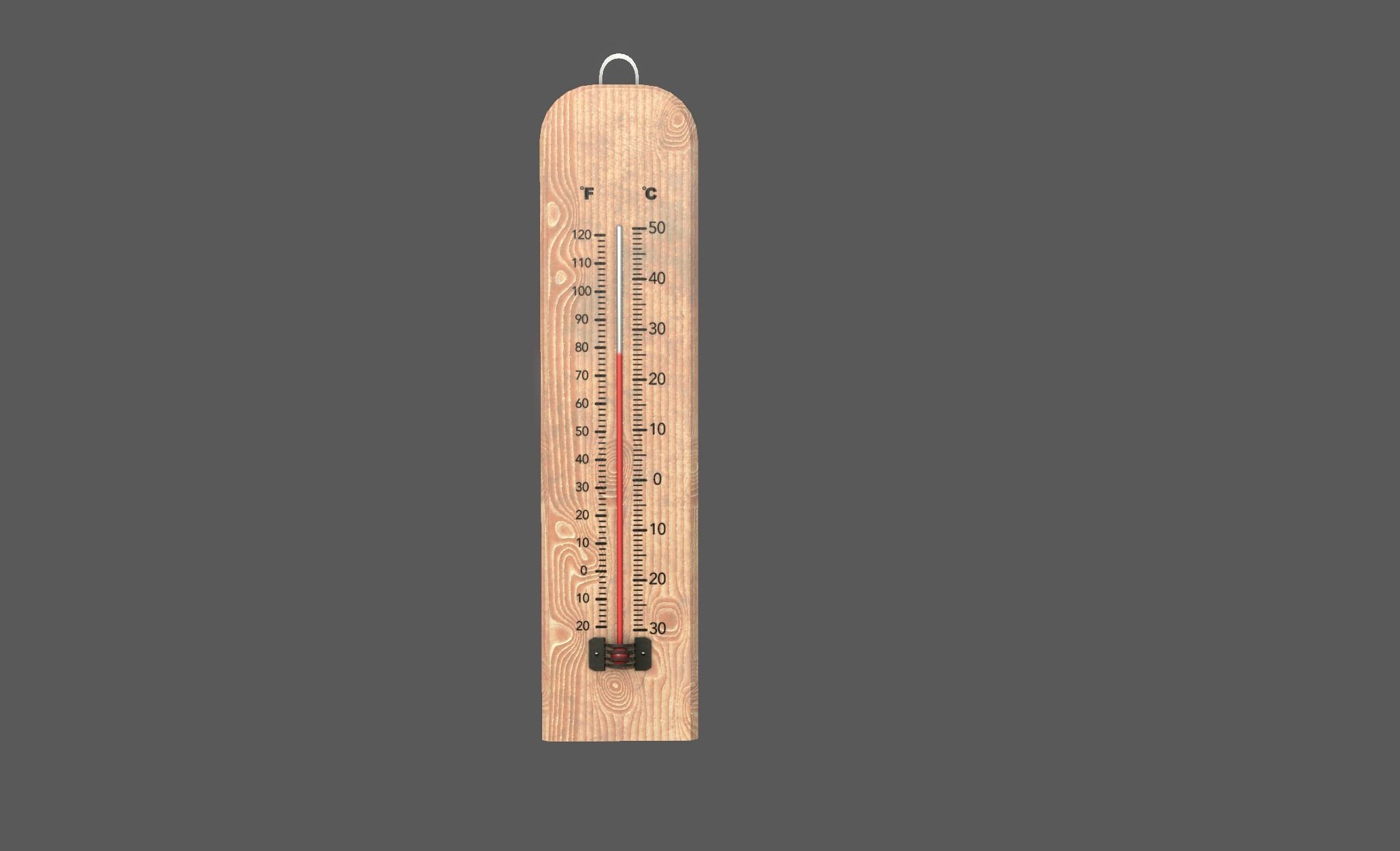 Taditional wooden thermometer Low-poly 3D model_10