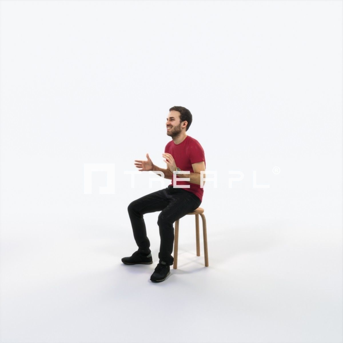 Flow 10H Explaining Sitting Casual Man Low-poly 3D model_6