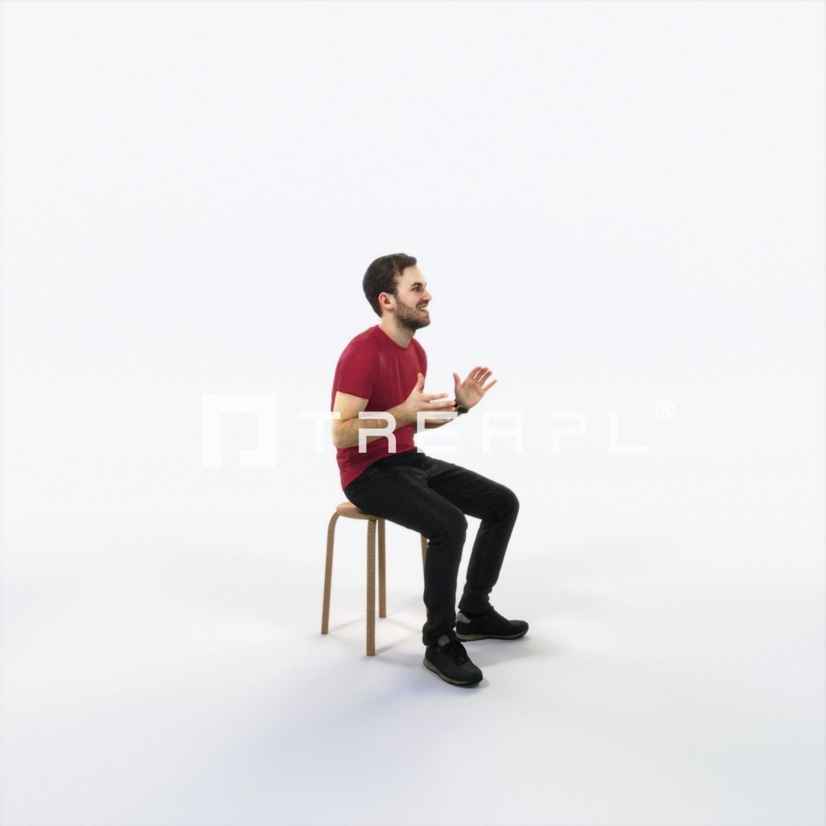 Flow 10H Explaining Sitting Casual Man Low-poly 3D model_2