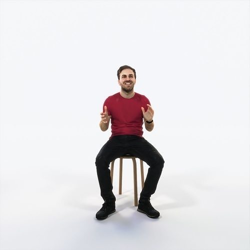 Flow 10H Explaining Sitting Casual Man Low-poly 3D model