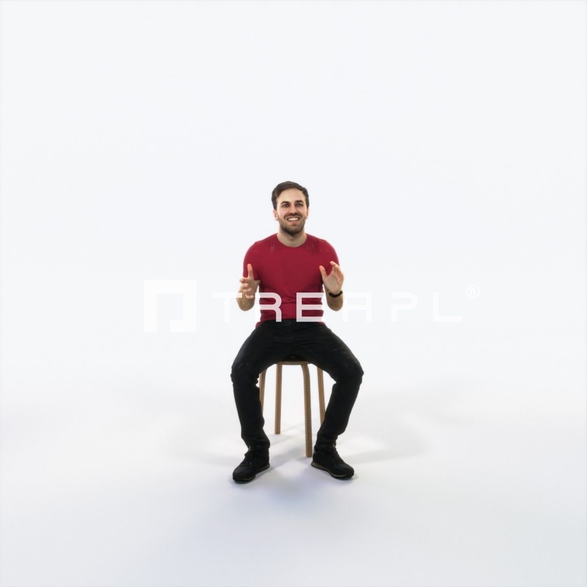 Flow 10H Explaining Sitting Casual Man Low-poly 3D model_1