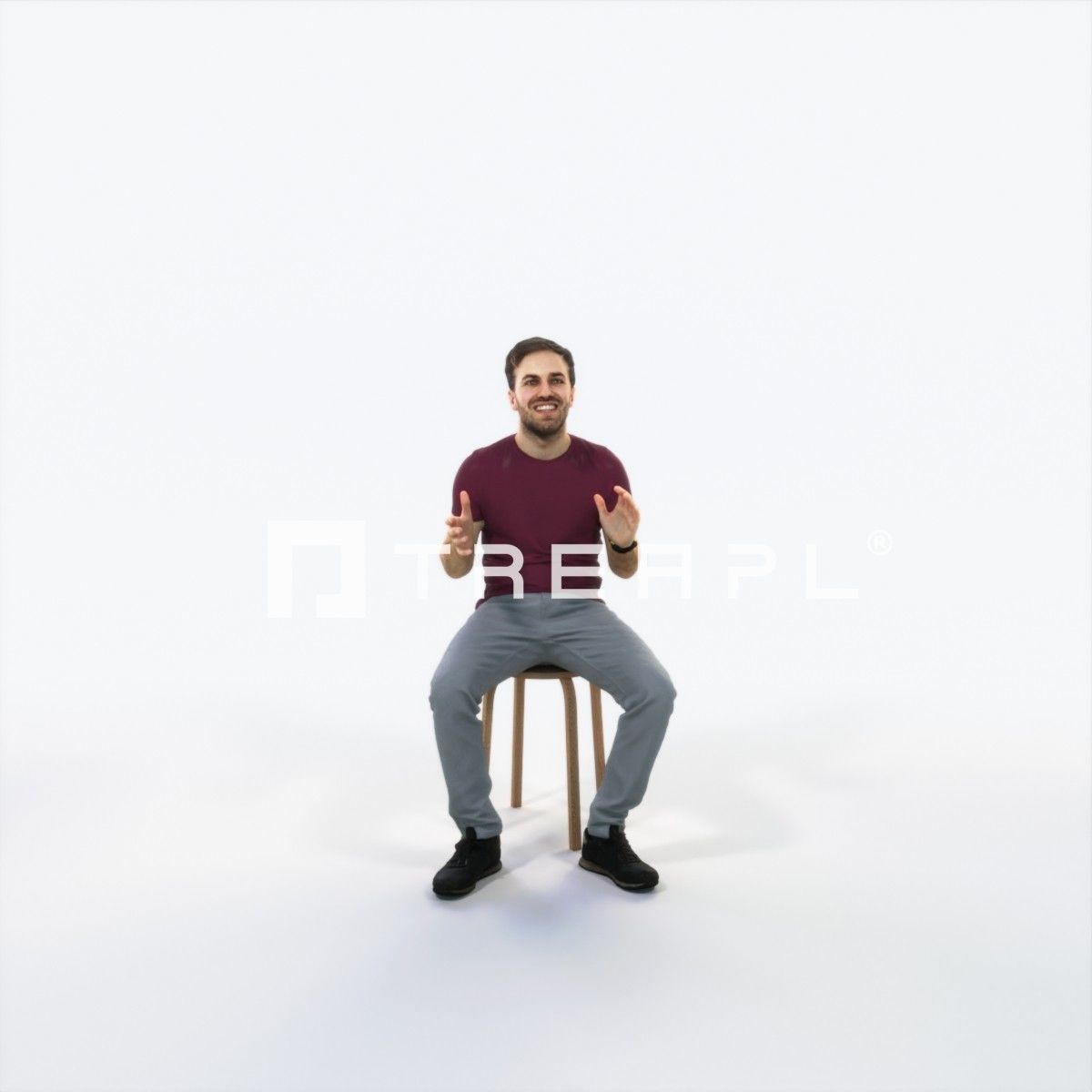 Flow 10G Explaining Sitting Casual Man Low-poly 3D model_1