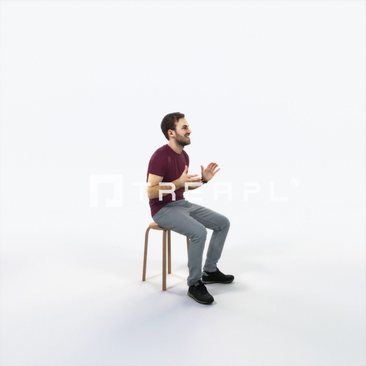 Flow 10G Explaining Sitting Casual Man Low-poly 3D model_2