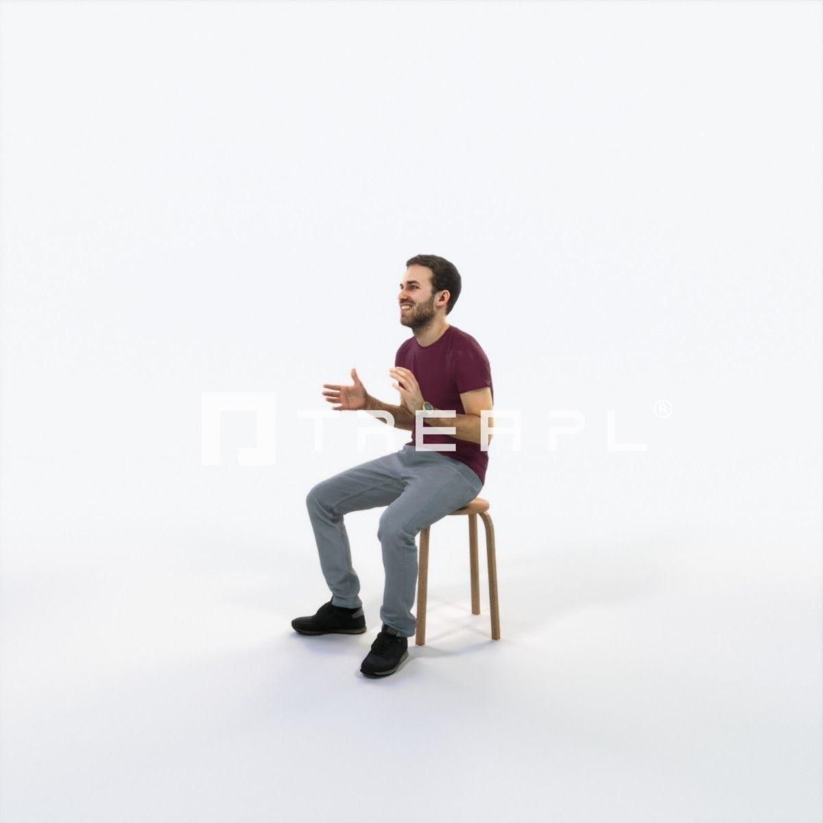 Flow 10G Explaining Sitting Casual Man Low-poly 3D model_6