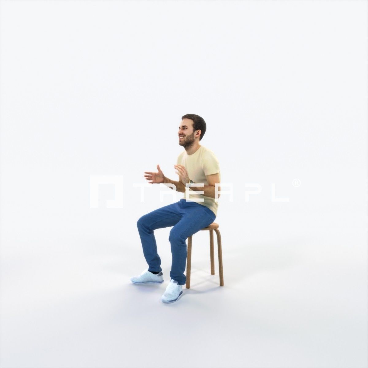 Flow 10E Explaining Sitting Casual Man Low-poly 3D model_6
