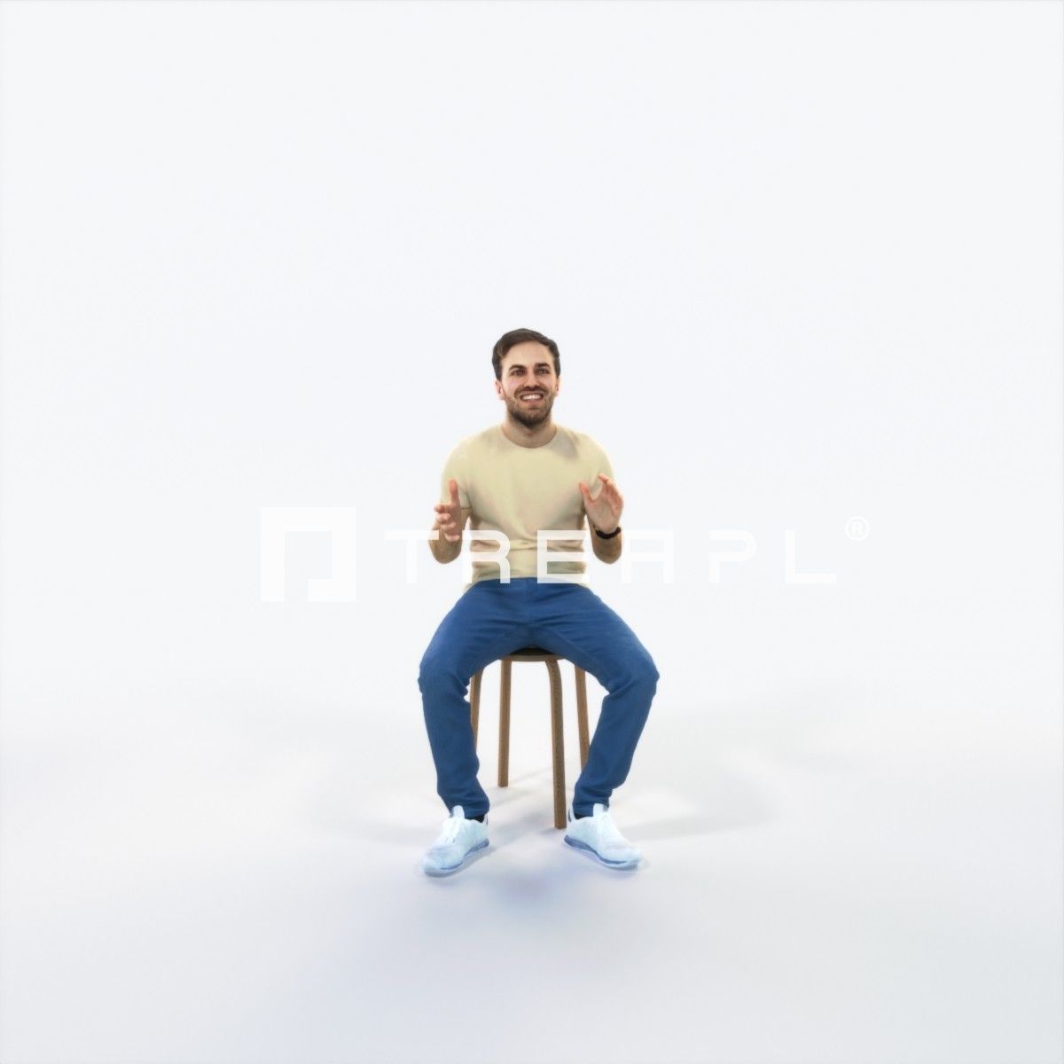 Flow 10E Explaining Sitting Casual Man Low-poly 3D model_1