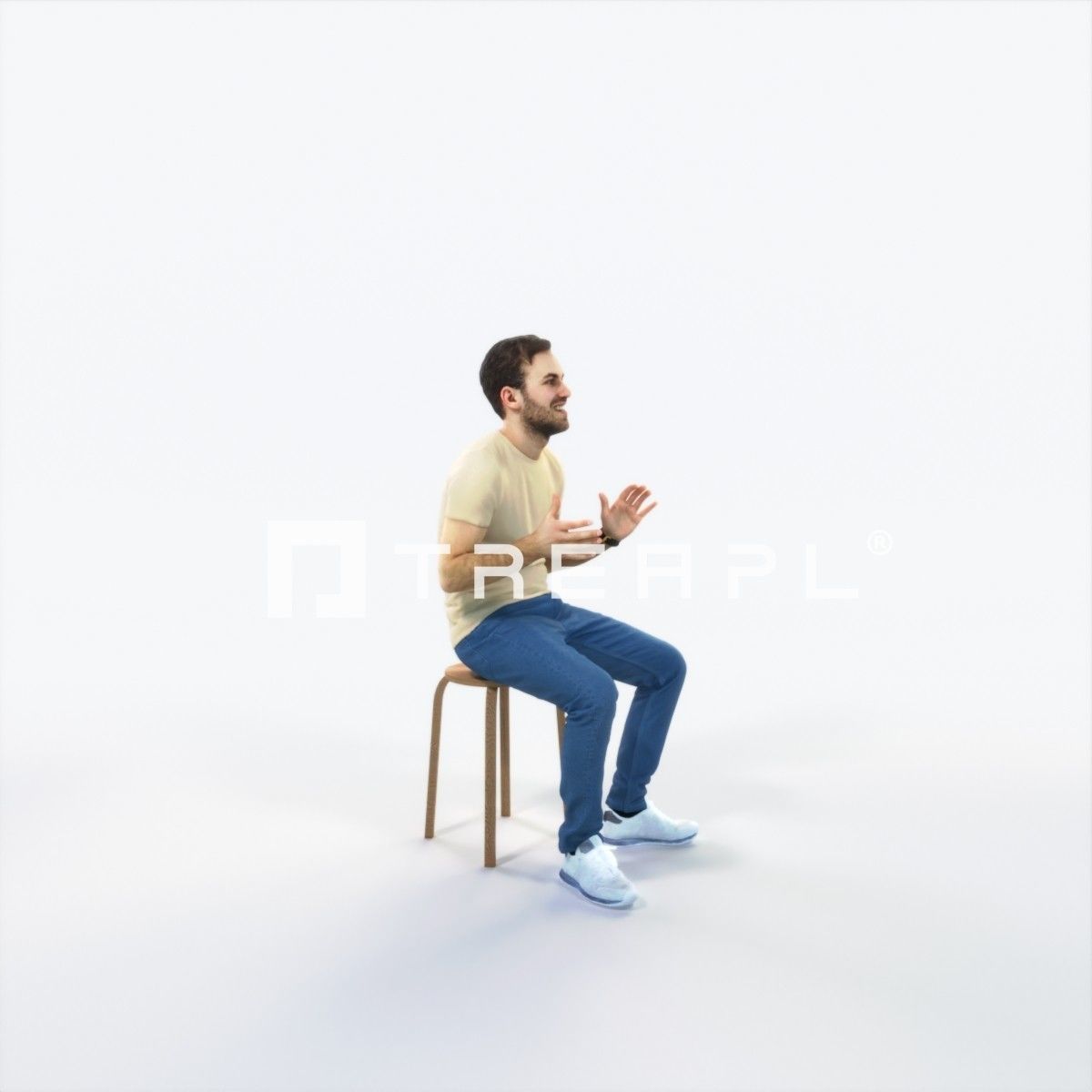 Flow 10E Explaining Sitting Casual Man Low-poly 3D model_2