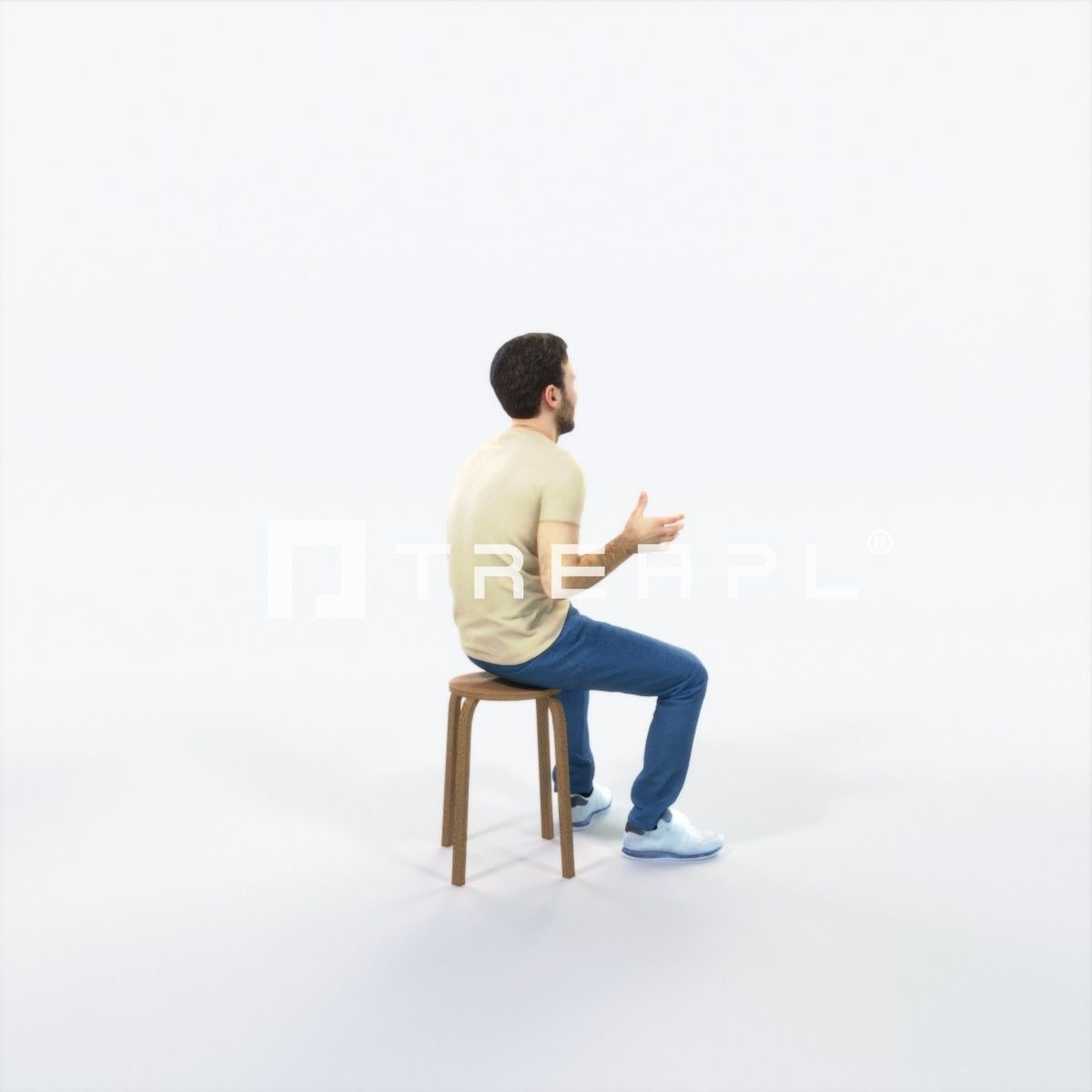 Flow 10E Explaining Sitting Casual Man Low-poly 3D model_3